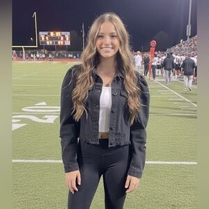 Denim Blvd Cropped Black Denim Jacket XL